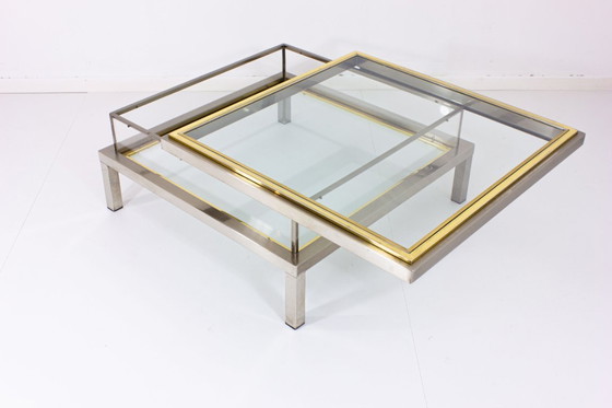 Image 1 of Brass and Chrome sliding top table