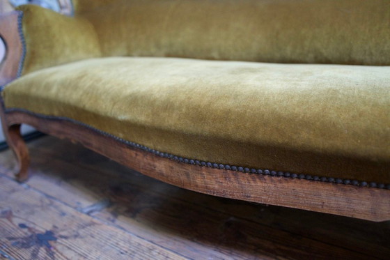 Image 1 of Divano a tre posti in velluto Luigi Filippo, Francia, XIX secolo