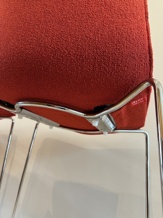 Image 1 of 4x sgabello da bar Arper Catifa 46 design rosso Alberto Lievore