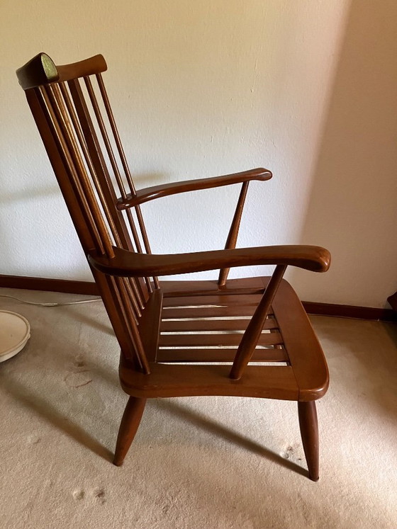 Image 1 of Two Vintage Armchairs With Characteristic Spindle Backrests