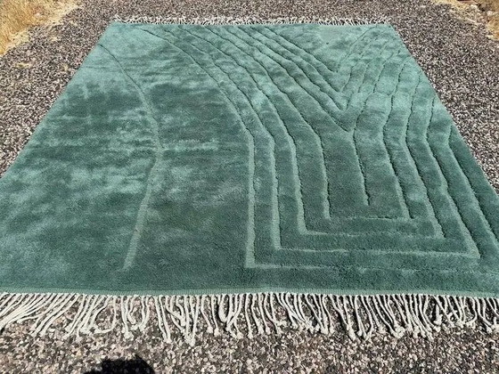 Grande tappeto marocchino Mrirt verde smeraldo 300x300 cm – di alta gamma – Tappeti, Lana, Cotone (photo 5 of 10)