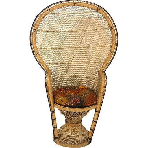 Fauteuil vintage "Emmanuelle" en rotin, Suède 1980