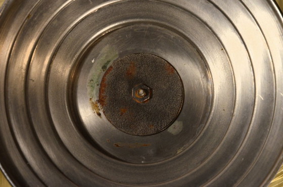 Schale im Art-Deco-Stil aus rauchfarbenem Pressglas und versilbertem Metall, 30 x 8 cm – Dekorative Objekte (photo 9 of 11)