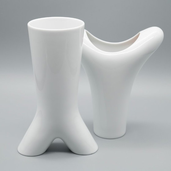 Image 1 of Rosenthal Studio Linie White Glossy Porcelain SPIRIT Vase Duo by Platt & Young