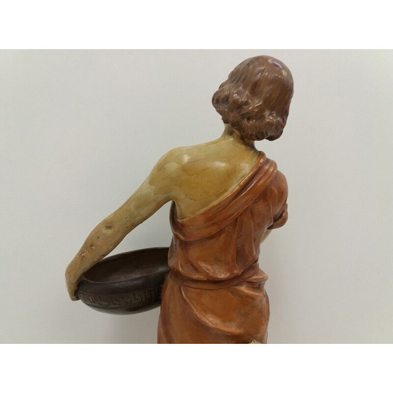 Image 1 of Vintage statue of a girl in Art Deco clay, Czechoslovakia 1930