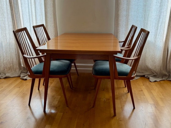 Image 1 of Mid Century Ensemble de salle à manger - Table à rallonge & 4 chaises, années 1960