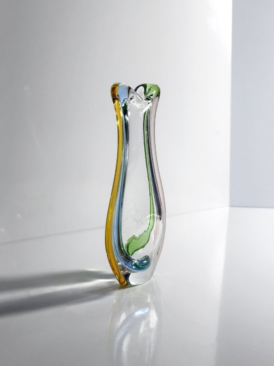 Image 1 of Bohemian glass vase František Zemek model Rhapsody Sklo Union Swirl 50s Mid Century CZ