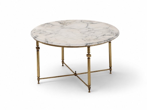 Ronde Marmeren Salontafel met Messing Onderstel