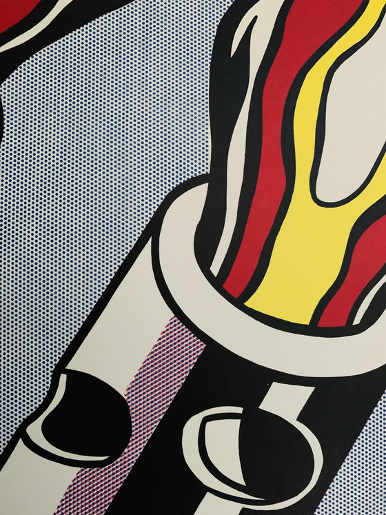 Image 1 of Roy Lichtenstein : "Triptychon, alors que j'ouvrais le feu" - Edition Stedelijk Museum Amsterdam 1964, 3 Lithographies Offset