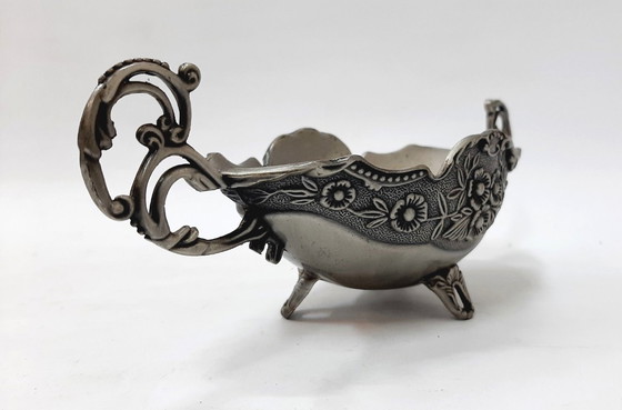 Image 1 of Vintage sierlijke tinnen snoepschaal, notenkom