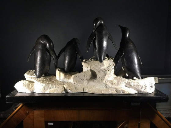 Sculpture de pingouins Art Déco en métal peint et terre cuite, années 1930 – Marble, Metal, Art Deco (photo 2 of 18)