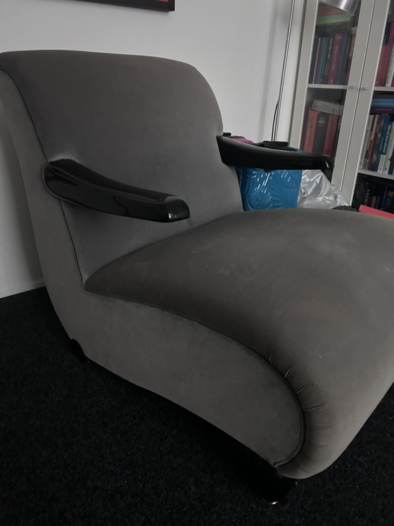 Image 1 of Art Deco chair with black lacquered armrests