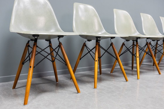 Image 1 of Eames DSW Seafoam Fiberglass stoelen, 6 stuks