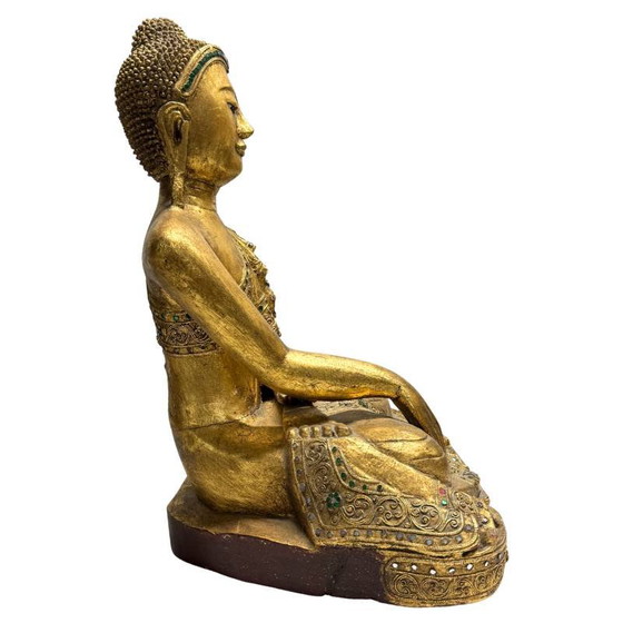 Buda Mandalay Birmano del Siglo XIX Calidad Museo – Madera de Teca Maciza (50.5 cm) – Esculturas (photo 3 of 11)