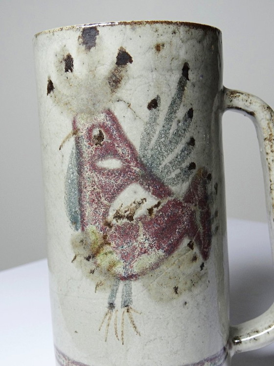 Image 1 of Large vintage Le Mûrier Gustave Reynaud Vallauris beer mug from the 1960s