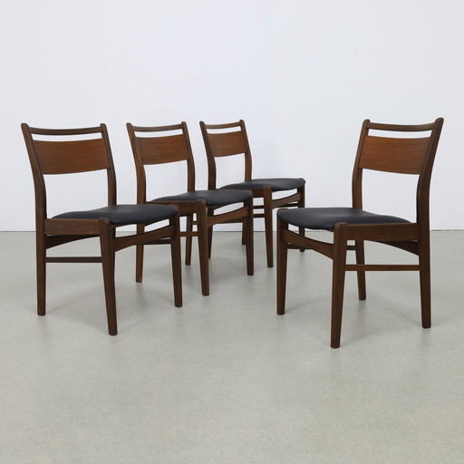 4X Vintage Eetkamerstoel Teak, 1960S Nieuw Bekleed