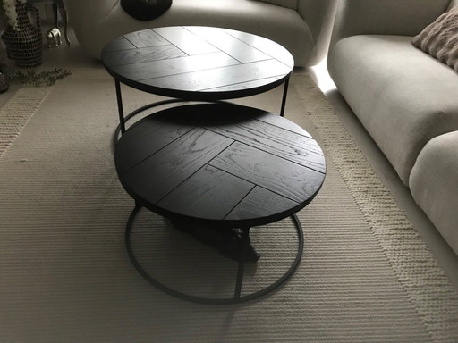 Coffee tables matt metal oak lacquer black