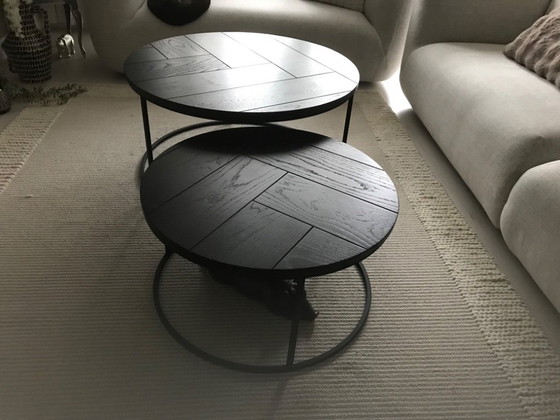 Image 1 of Coffee tables matt metal oak lacquer black