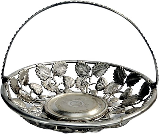 Cesta de frutas de Fraget, Polonia, principios del siglo XX. – tafelaccessoires, Metal, Silver