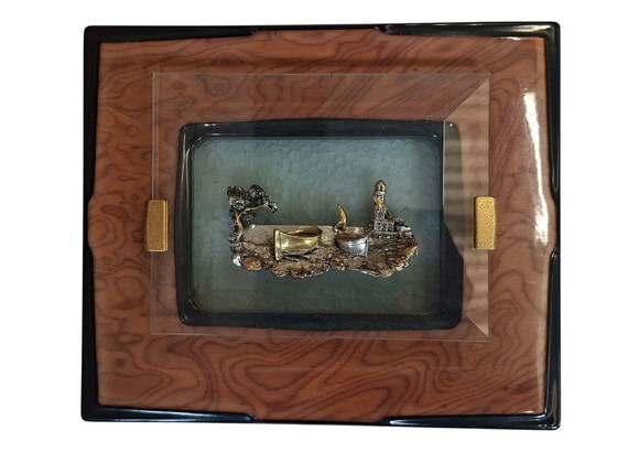 Image 1 of Alessandro Zenobi Art Triptych – High Reliefs in 999 Silver and 24kt Gold in Briar and Crystal
