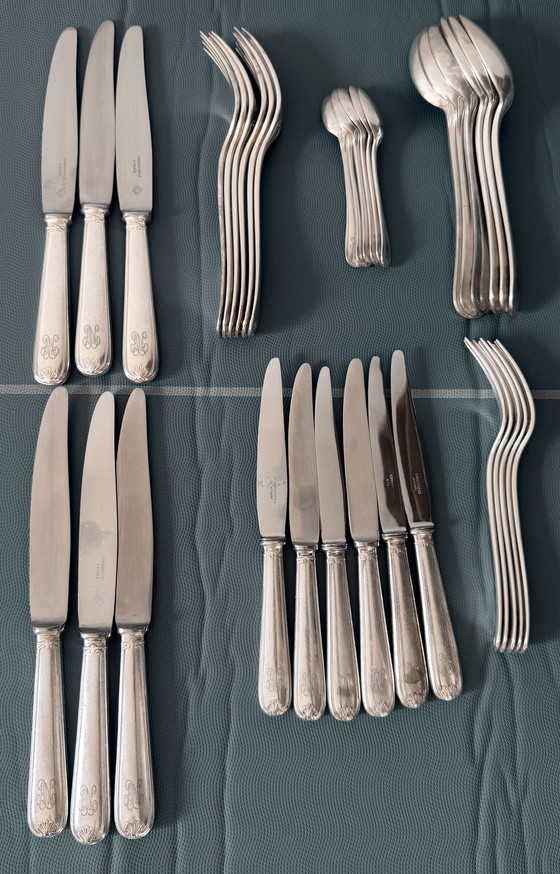 Image 1 of Antique Christofle Marot Bérain flatware set – Silver-plated metal – 35 pieces for 6 people