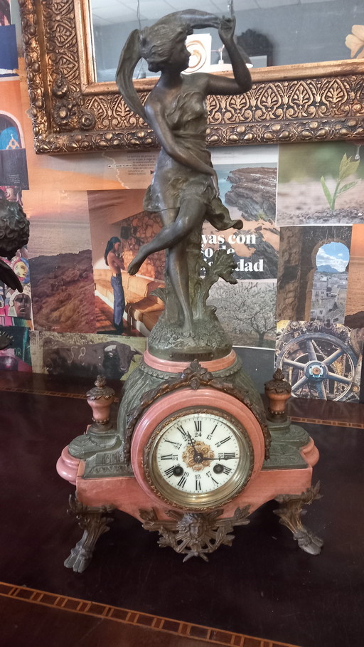 Art Deco bronze clock "Gust of Wind"