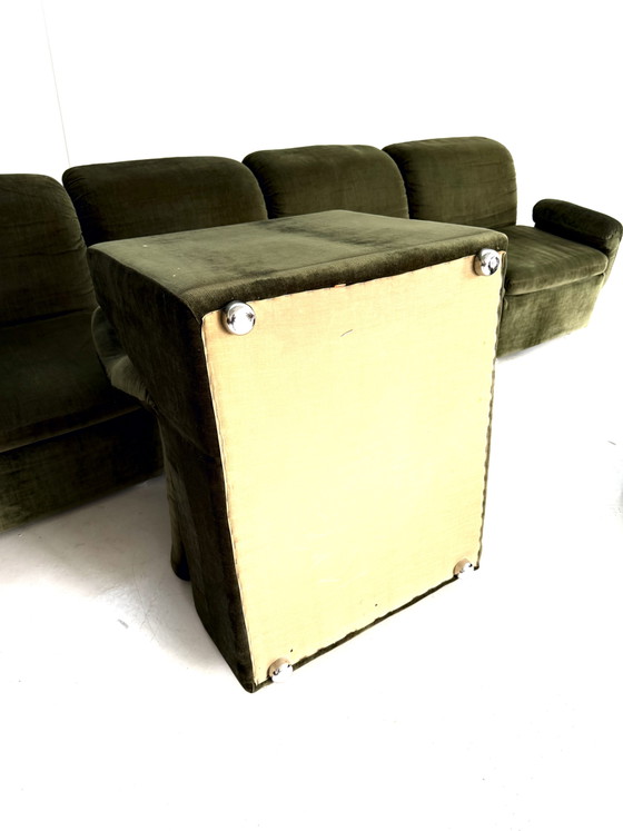 Divano modulare vintage a 6 pezzi in velluto, Italia '80 – Divani modulari, Wood, Plastic (photo 12 of 15)