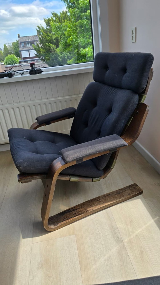 Image 1 of Scandinavian wenge plywood pair of armchairs 1970