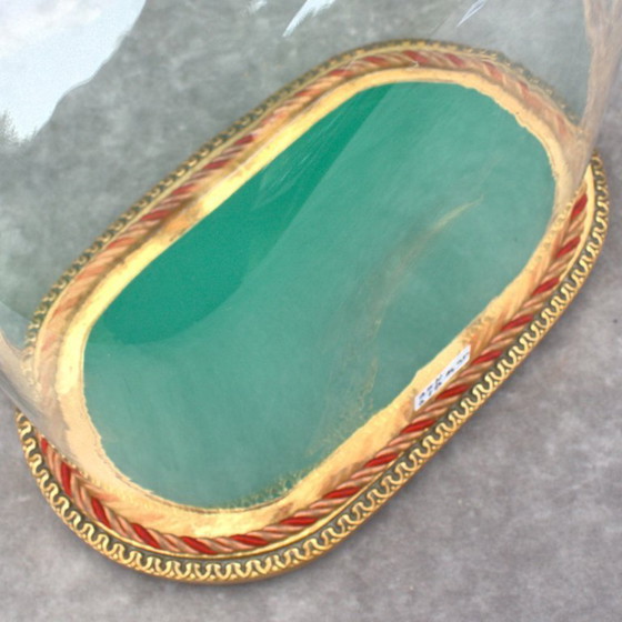 Image 1 of Vintage retro oval glass dome 13.78 x 12.20 x 6.50" cloche globe 35 x 31 cm x 16,5 cm deep steampunk display gift colletible dus