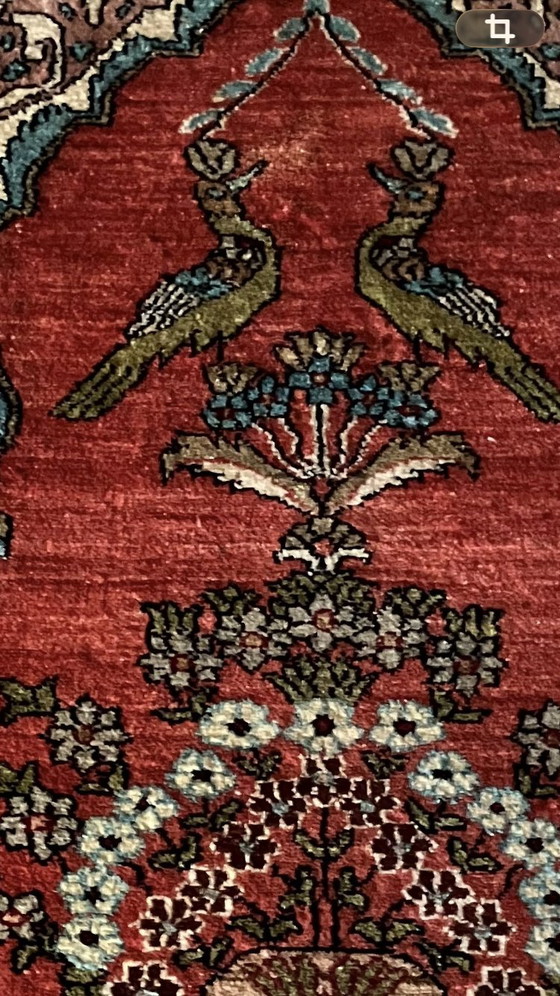 Image 1 of Exklusiver persischer Ghoum-Gebetsteppich aus Seide – 80 x 57 cm – handgeknüpft