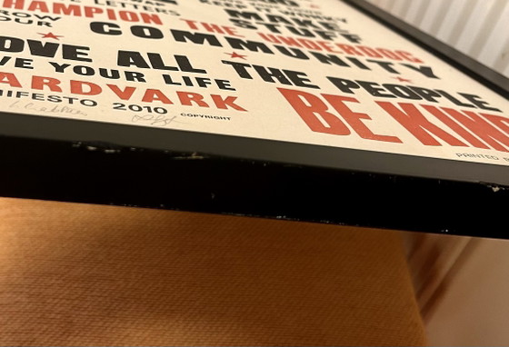 Image 1 of Signed Aardvark Manifesto 2010 Letterpress Print – Lesley Greening Lassoff & Pea Crabtree