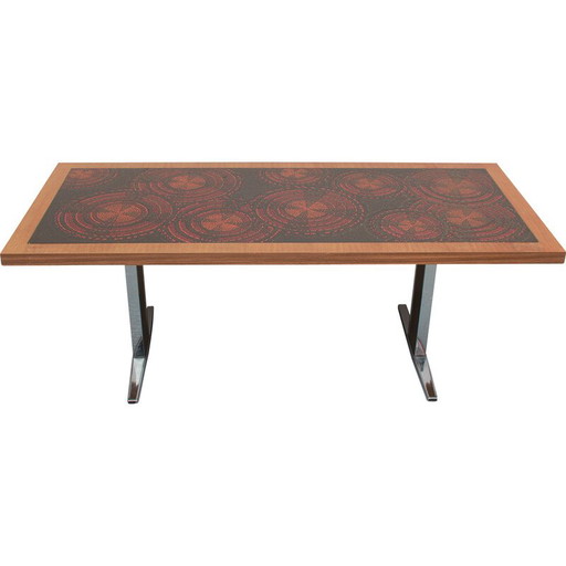 Mesa de centro vintage de teca y esmalte, 1970