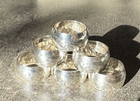Image 1 of Hermann Bauer, Schwäbisch Gmünd (founded 1863) - Napkin ring (6) - Finger rings for fabric - .835 silver - with gift box