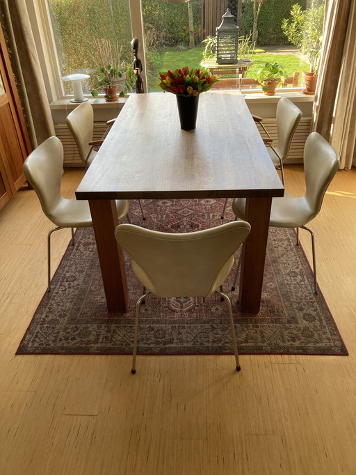 Te koop: 5 design leren Vlinderstoelen van Fritz Hansen