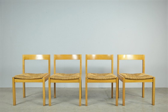 Image 1 of Vintage oak dining chairs with wicker seats, DUTCH DESIGN by Gerard Geytenbeek, 1960s