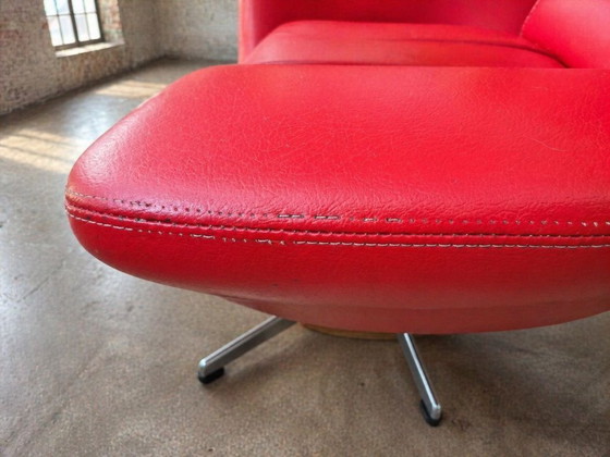 Image 1 of Pair of High-Back Swivel Lounge Chairs Scandinavian Modern Leather & Aluminum by UP Závody Rousínov 1960s Czechoslovakia
