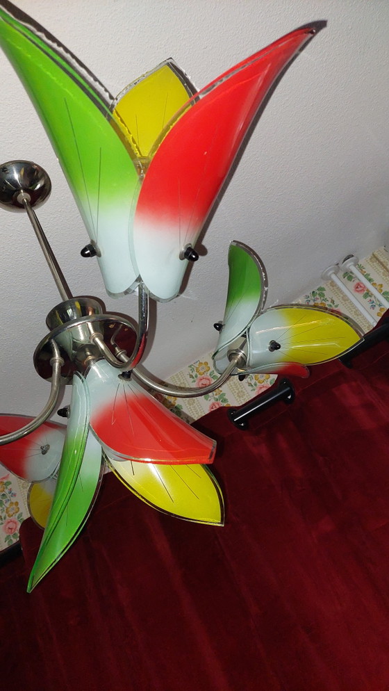 Lampadario in vetro vintage Kasinski Poznan – Anni '60 – Lampade a sospensione, Chrome, Glass (photo 3 of 5)