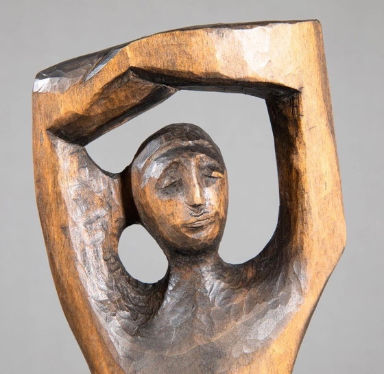 Image 1 of Pawel Szczerba wooden sculpture “Nike” 1959 signed