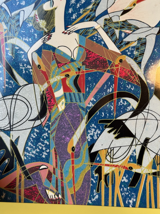 Image 1 of Wandtegel Ting Shao Kuang - kunstwerk - lakwaar op hout