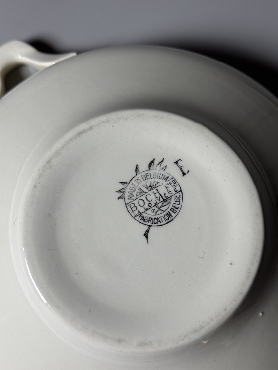 Image 1 of Zuppiera Art Déco vintage con sottopiatto – Boch Frères, Belgio, anni '40