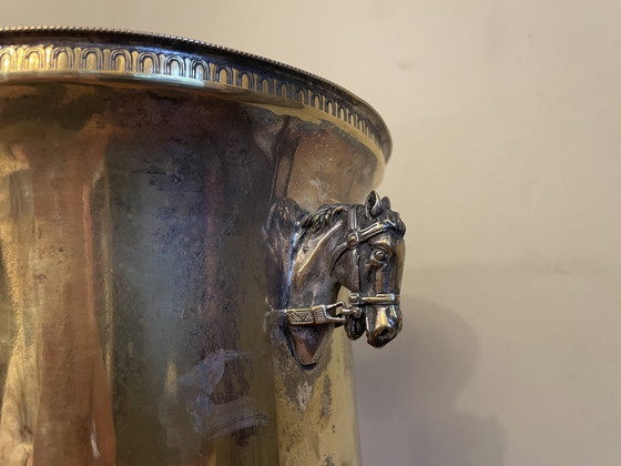 Image 1 of Rafraîchisseur à champagne Rafraîchisseur à vin Plaqué argent Louis Roederer avec têtes de cheval