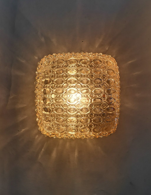 Original Mid Century Bubble Glas Wandlampe Limburg A670 Amber Bernstein Space Age 60er 70er Tynell-Ära