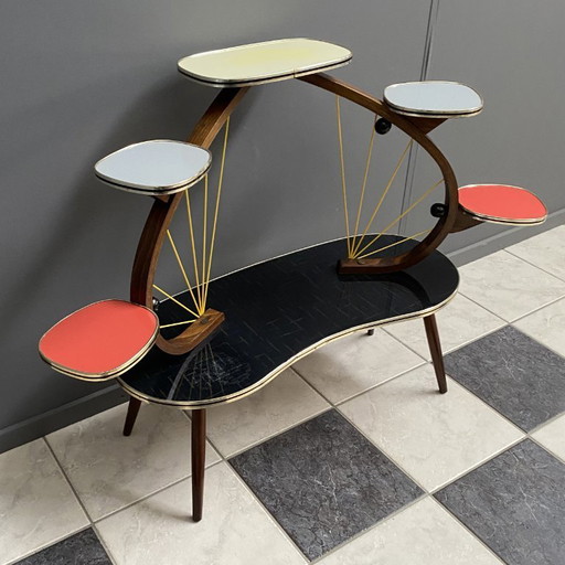 1960er Blumentisch aus mehrfarbigem Formica