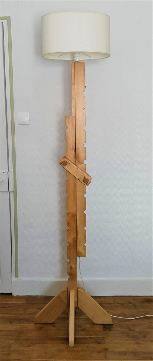 massief beuken vloerlamp met systeem