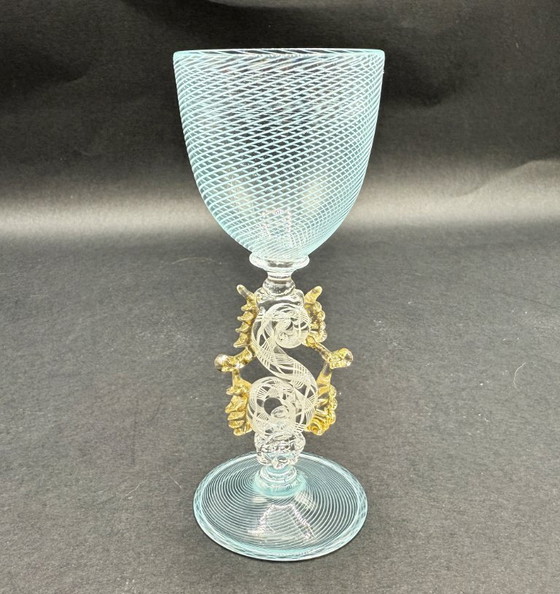 Image 1 of Murano – Calice Veneziano in Vetro Artistico con Filigrana a Spirale
