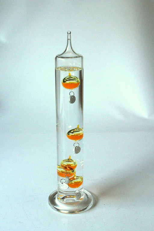 Galileo thermometer - handgemaakt - mondgeblazen - glas/metaal