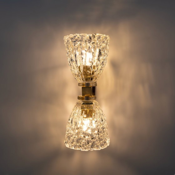 Image 1 of Coppia di lampade in vetro di Murano e ottone in stile Art Decò