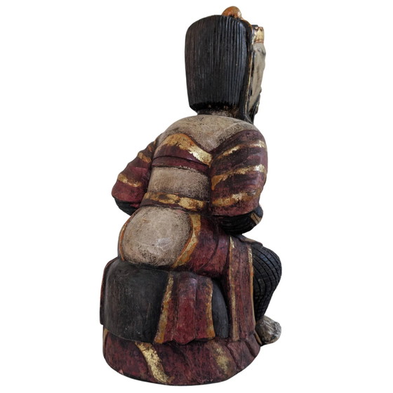 Le Maître de la Fortune – Ancienne Statue de Temple Chinoise du Dieu Lu – c. 1800 – Sculptures (photo 6 of 9)