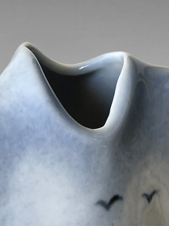 Image 1 of Virebent porcelain vase – blue landscape design – designer bud vase – made in France – 13 cm