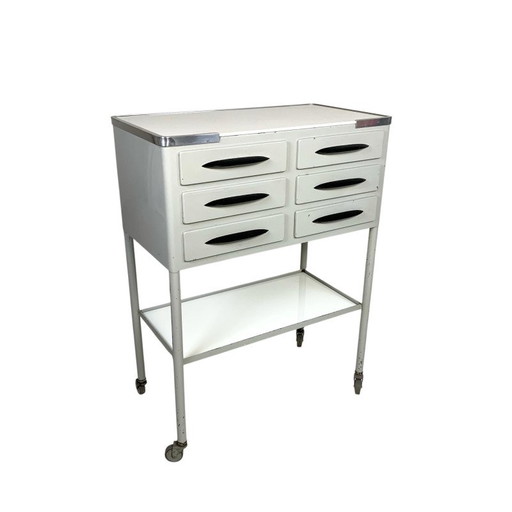 Steel Dental Cabinet, chest of drawers with 6 drawers, 1950s